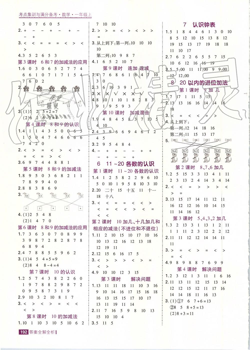 2019年考點(diǎn)集訓(xùn)與滿分備考一年級(jí)數(shù)學(xué)上冊(cè)人教版 第40頁(yè)