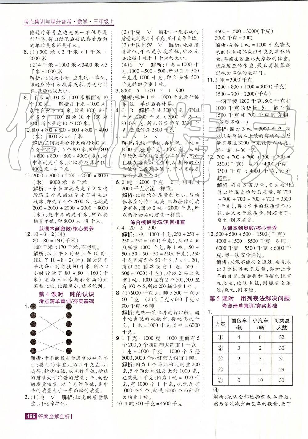 2019年考点集训与满分备考三年级数学上册人教版 第10页