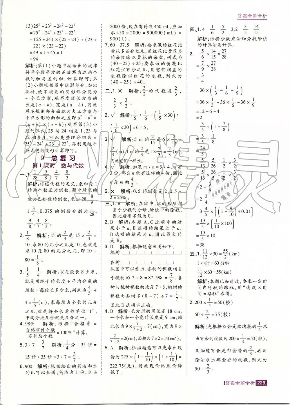 2019年考点集训与满分备考六年级数学上册人教版 第53页