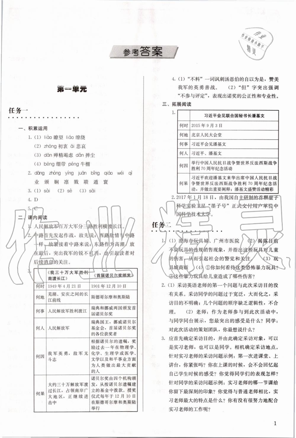 2019年補(bǔ)充習(xí)題八年級(jí)語(yǔ)文上冊(cè)人教版人民教育出版社 第1頁(yè)