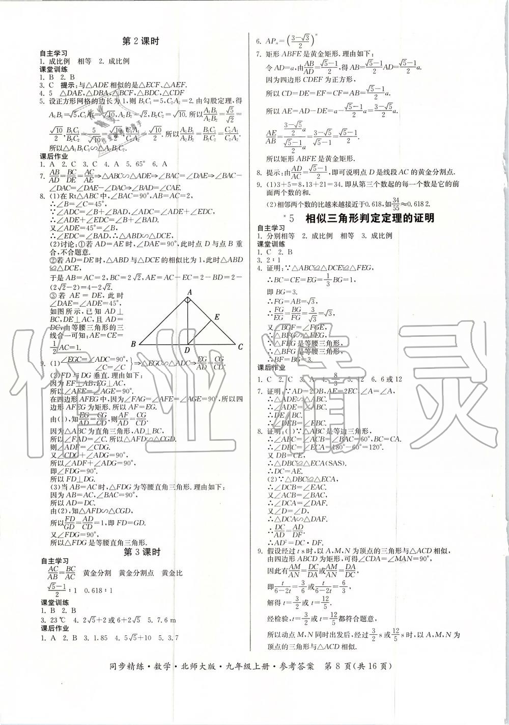 2019年同步精練九年級數(shù)學(xué)上冊北師大版 第8頁