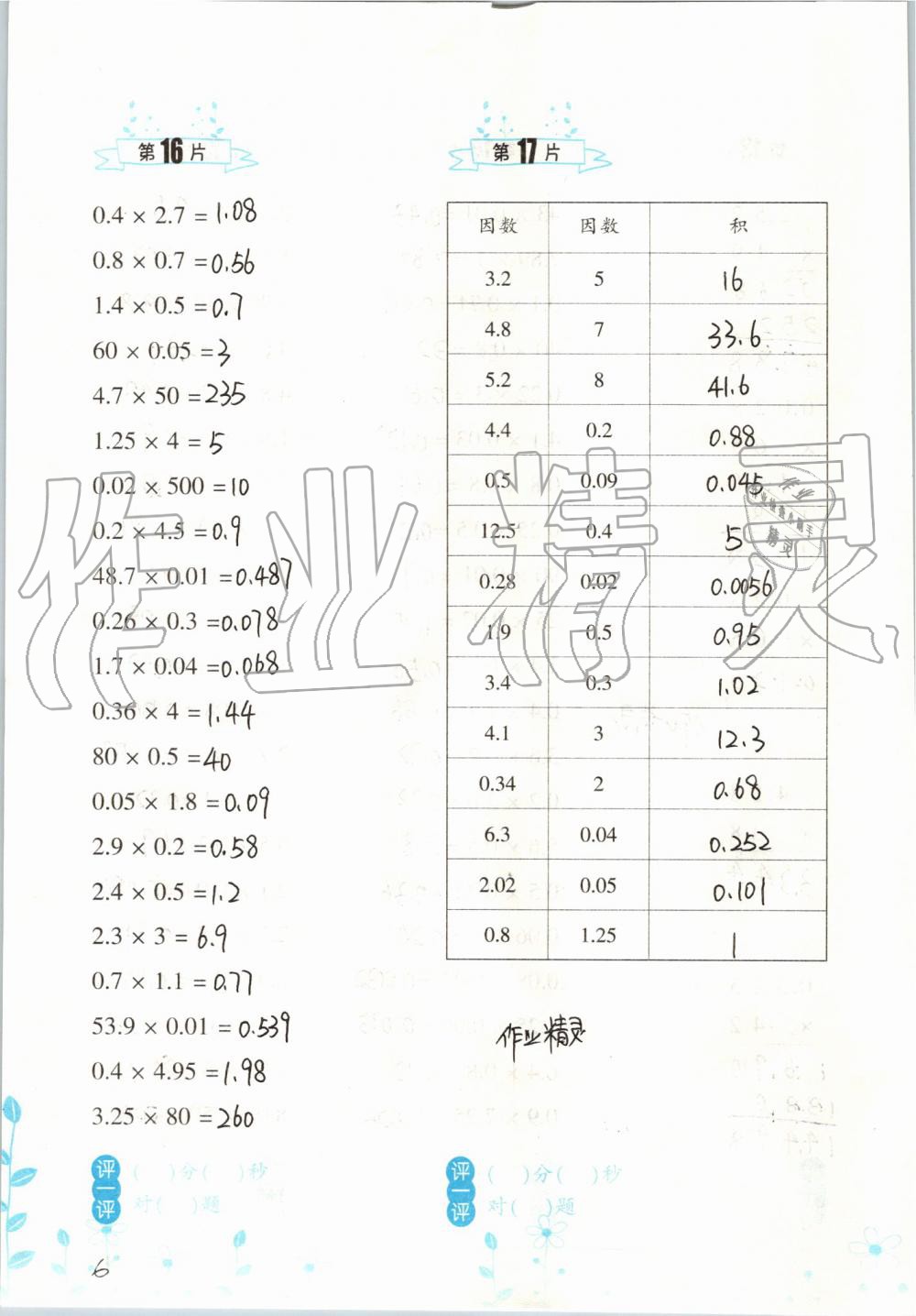 2019年小學(xué)數(shù)學(xué)口算訓(xùn)練五年級(jí)上冊人教版雙色升級(jí)版 第6頁