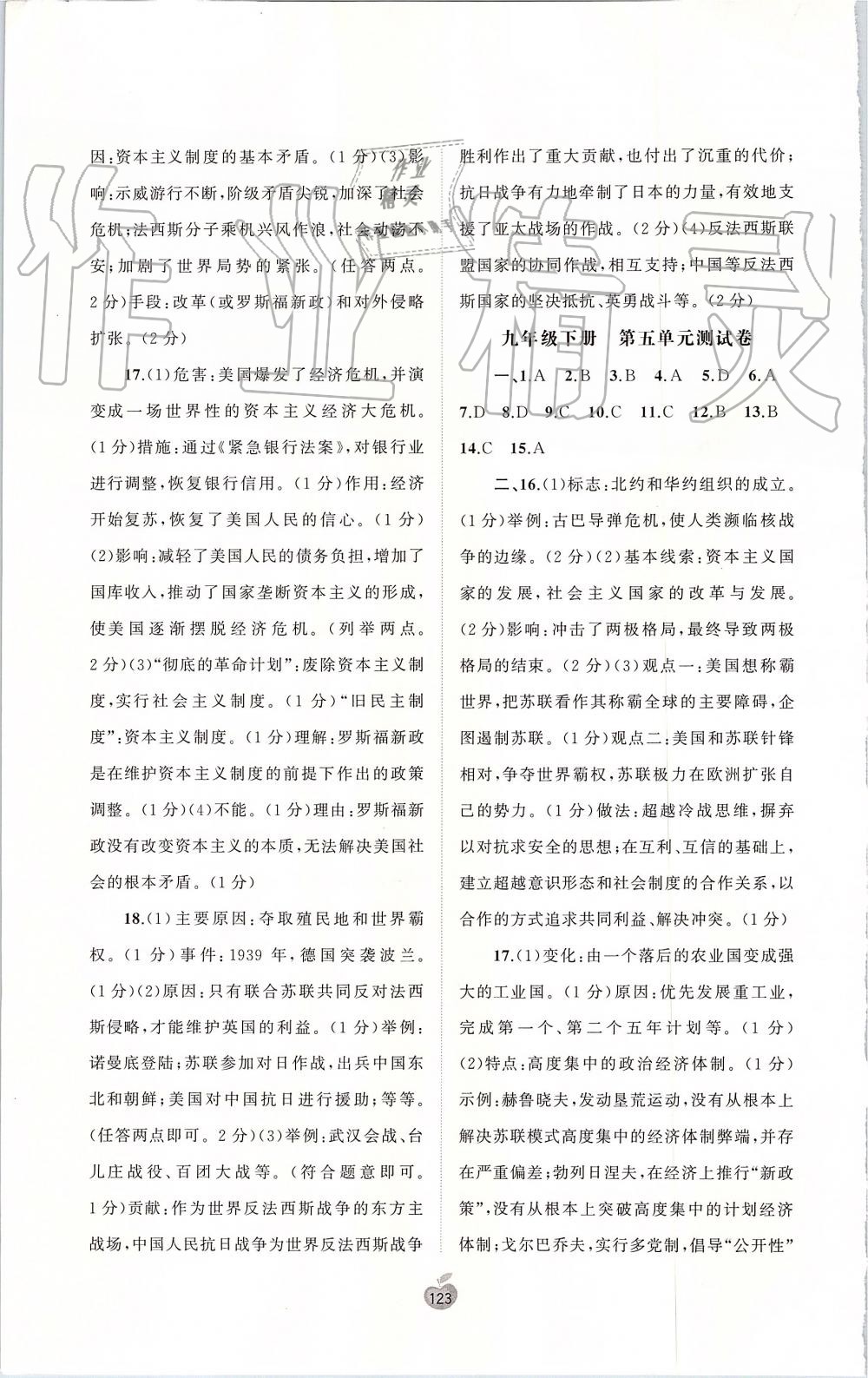 2019年新課程學(xué)習(xí)與測評單元雙測九年級世界歷史全一冊人教版A版 第11頁