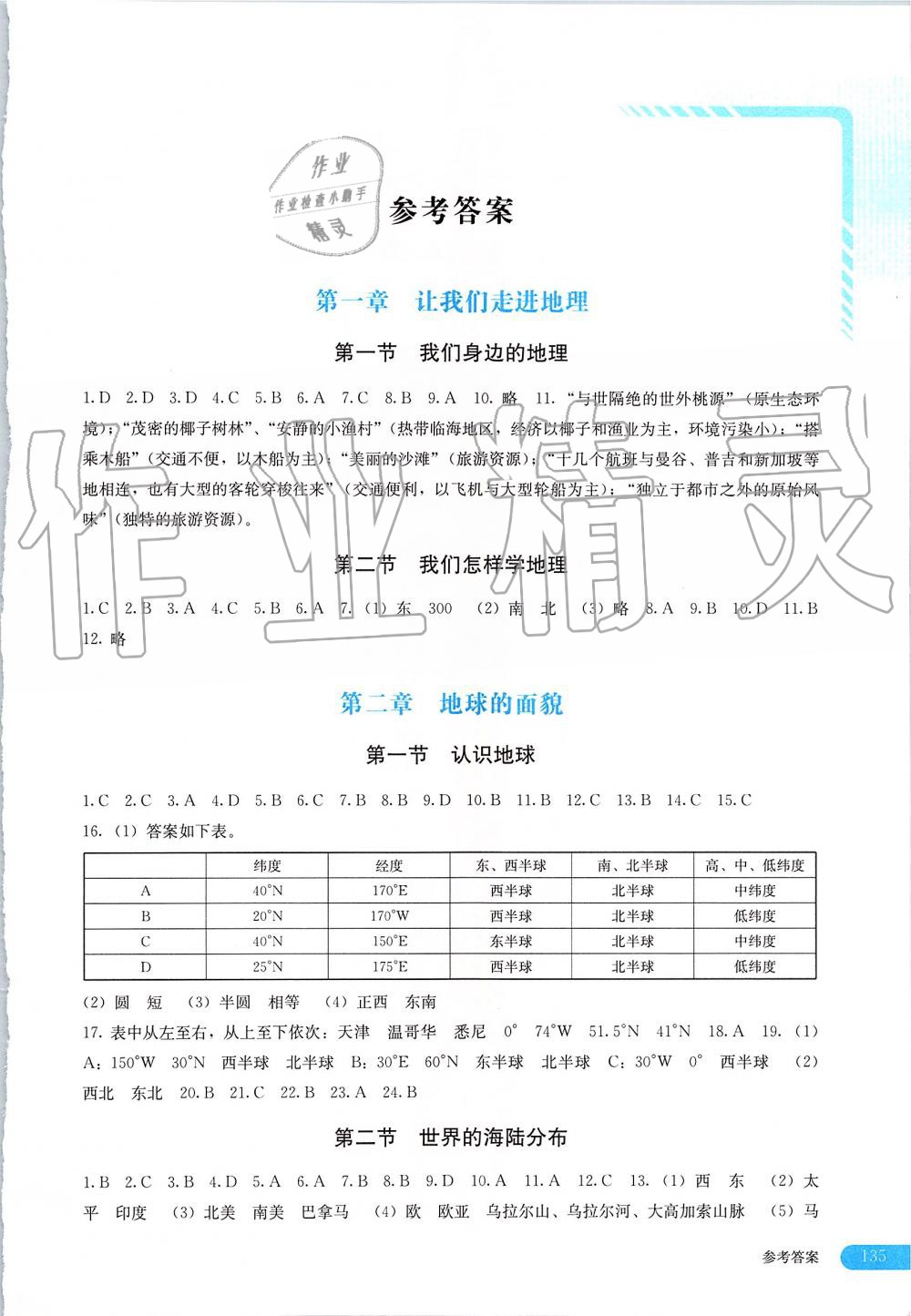 2019年地理助学读本七年级上册湘教版 第1页