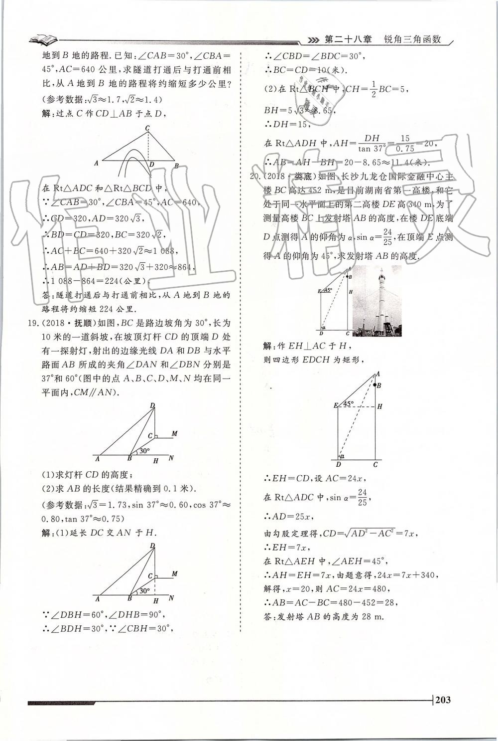 2019年標(biāo)準(zhǔn)課堂作業(yè)九年級數(shù)學(xué)全一冊人教版 第203頁