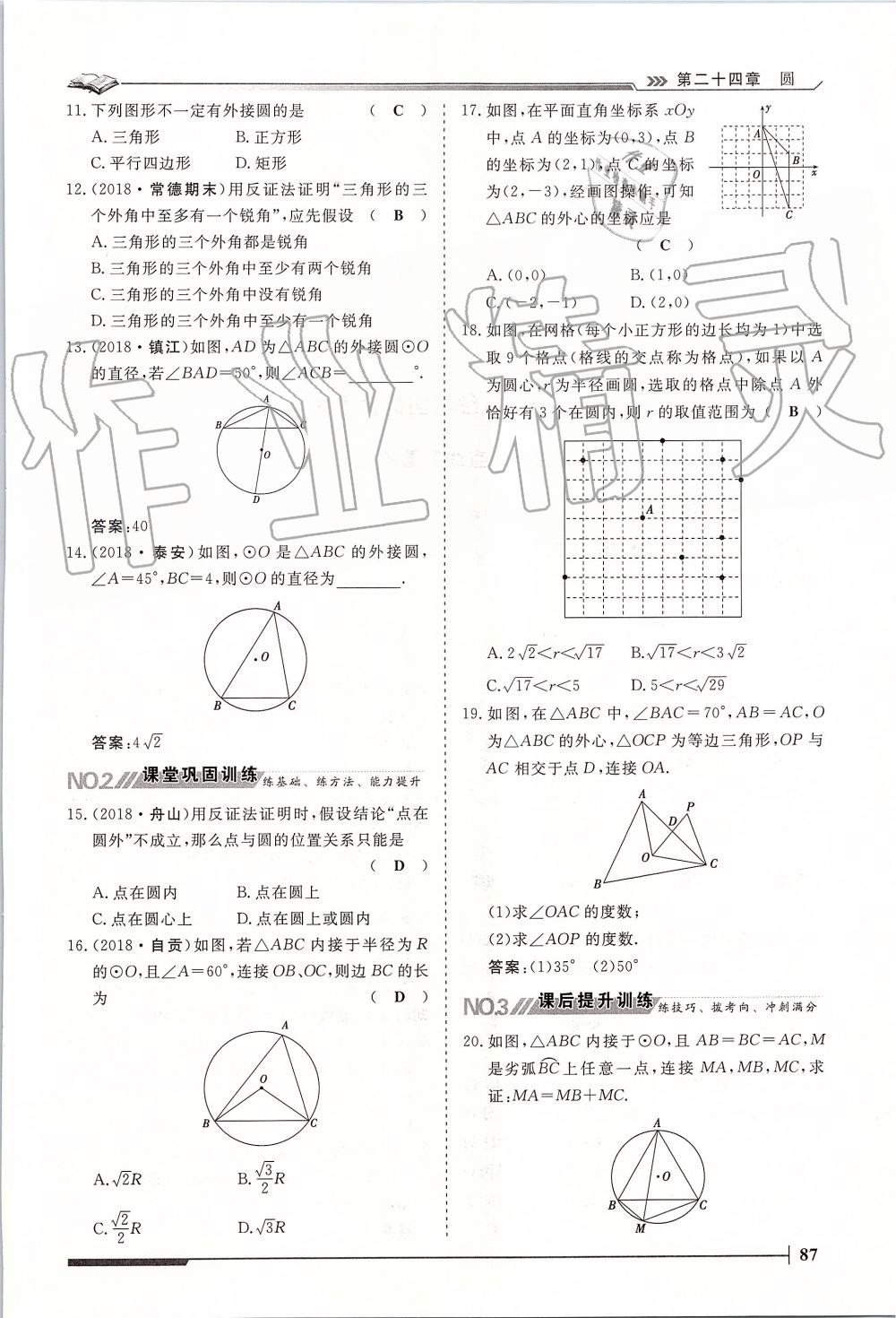 2019年標(biāo)準(zhǔn)課堂作業(yè)九年級數(shù)學(xué)全一冊人教版 第87頁