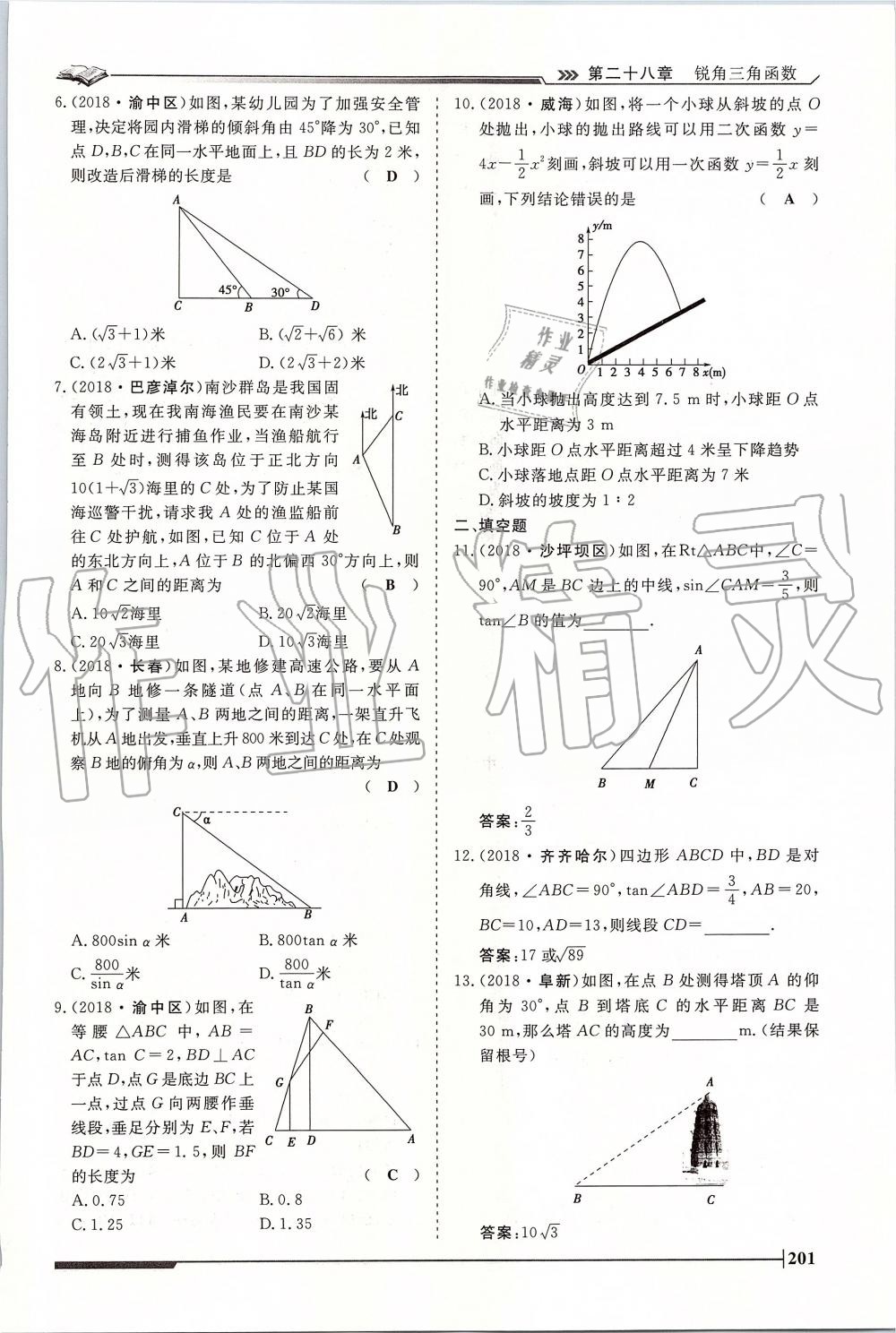 2019年标准课堂作业九年级数学全一册人教版 第201页