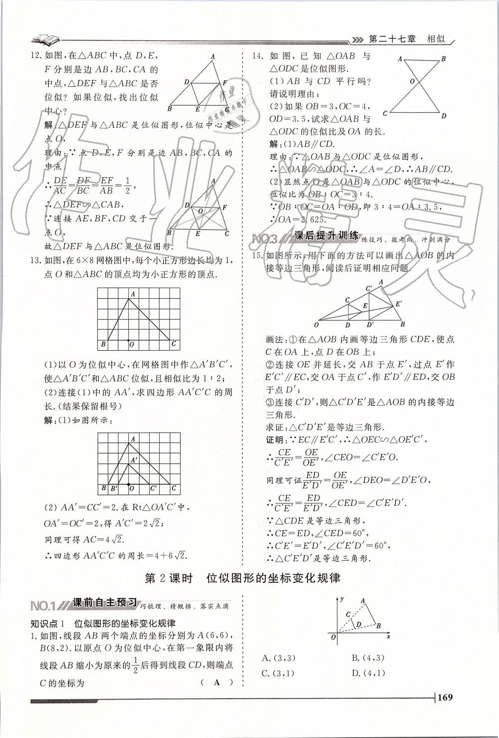 2019年标准课堂作业九年级数学全一册人教版 第169页