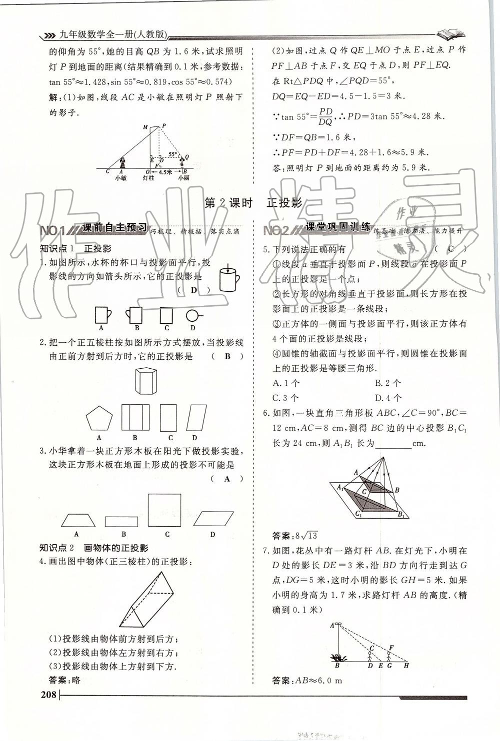 2019年標(biāo)準(zhǔn)課堂作業(yè)九年級(jí)數(shù)學(xué)全一冊(cè)人教版 第208頁