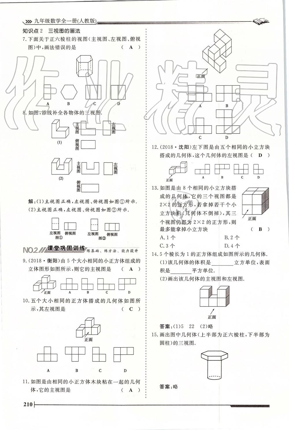 2019年標(biāo)準(zhǔn)課堂作業(yè)九年級(jí)數(shù)學(xué)全一冊(cè)人教版 第210頁