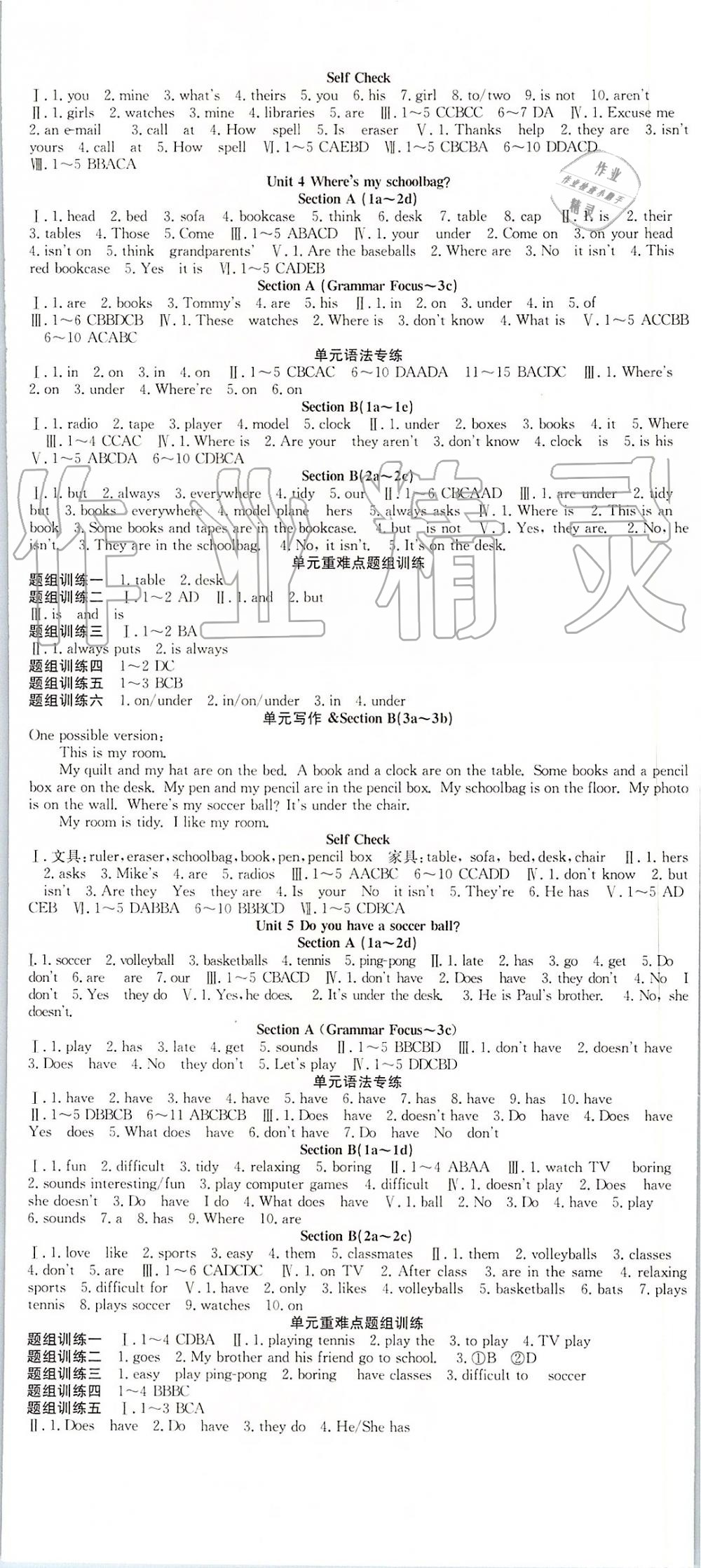 2019年七天学案学练考七年级英语上册人教版 第5页