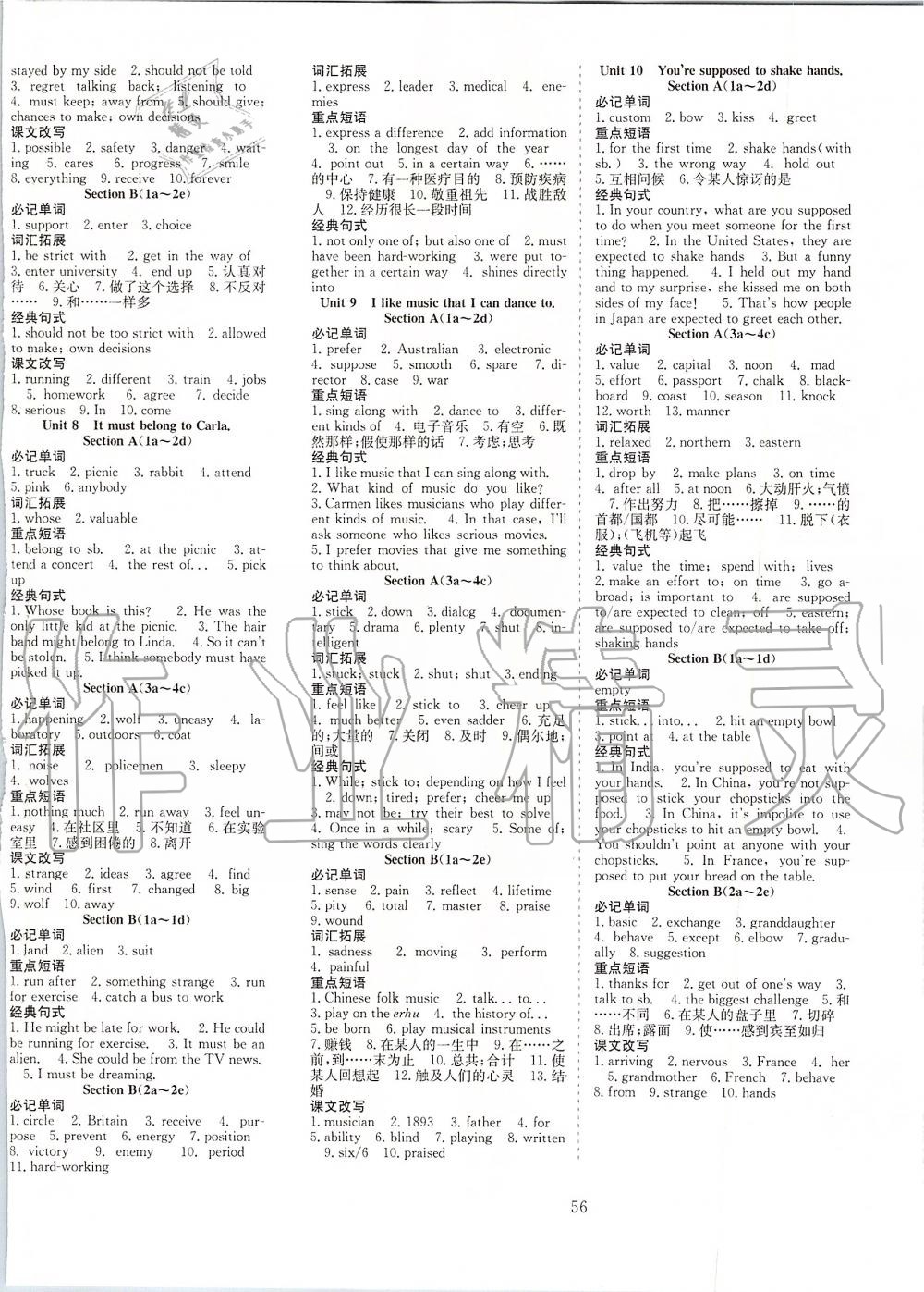 2019年七天學(xué)案學(xué)練考九年級英語上冊人教版 第20頁