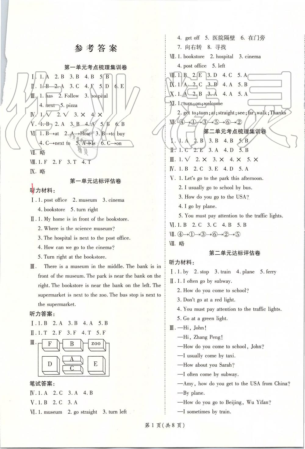 2019年一線調研卷六年級英語上冊人教版 第1頁