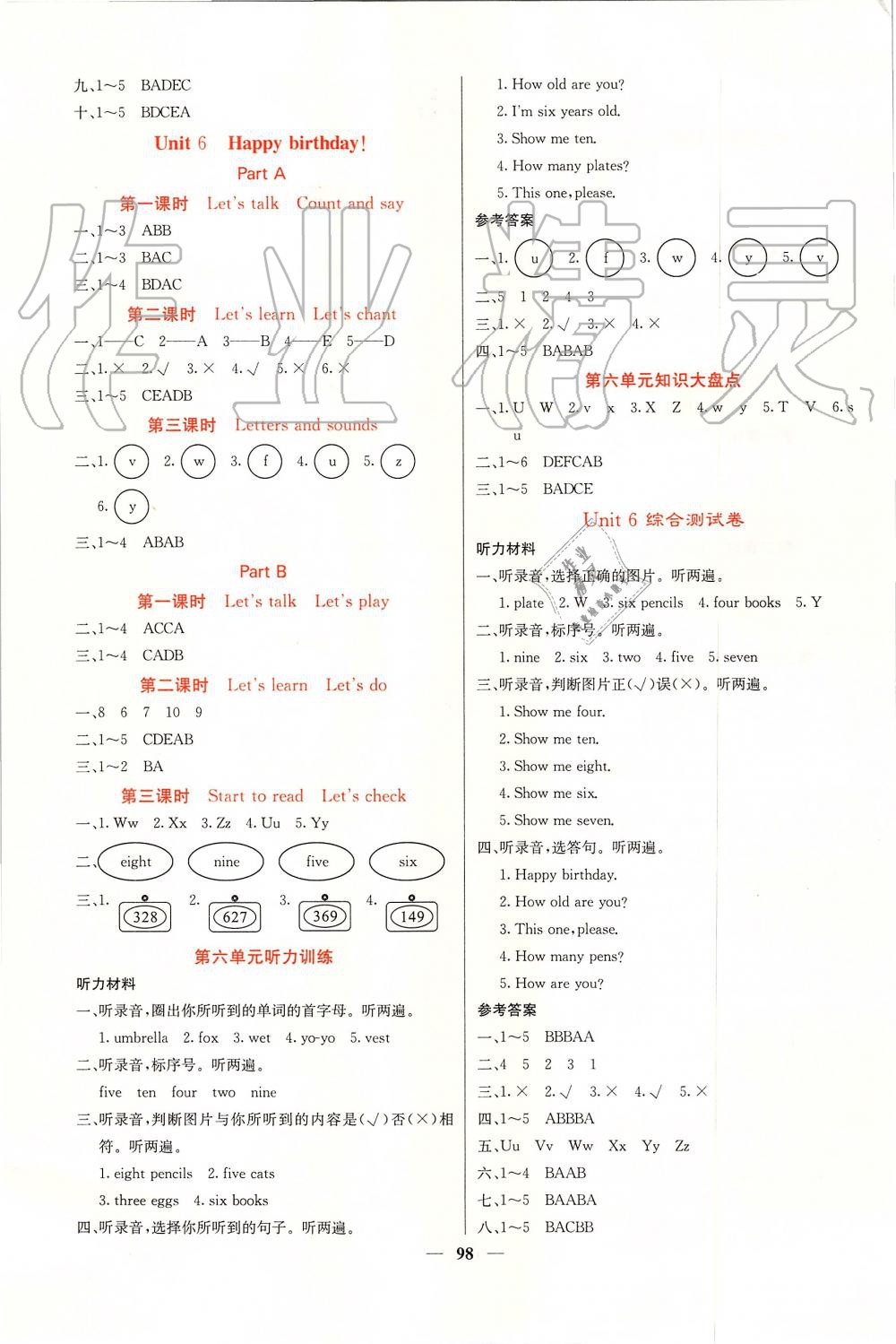 2019年課堂點睛三年級英語上冊人教版 第7頁