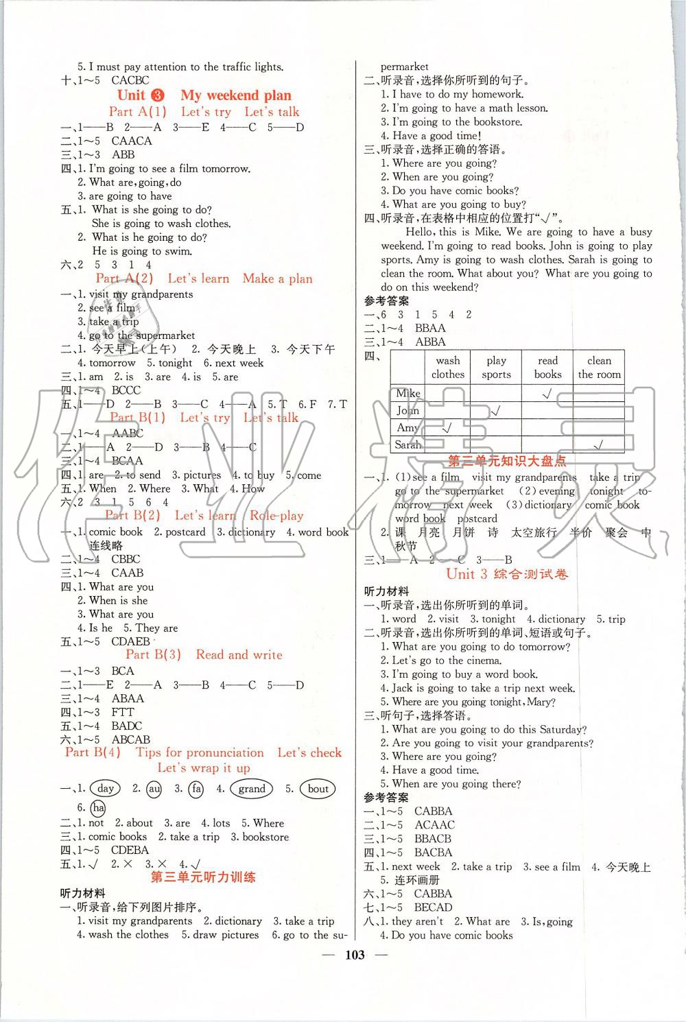 2019年课堂点睛六年级英语上册人教版 第3页