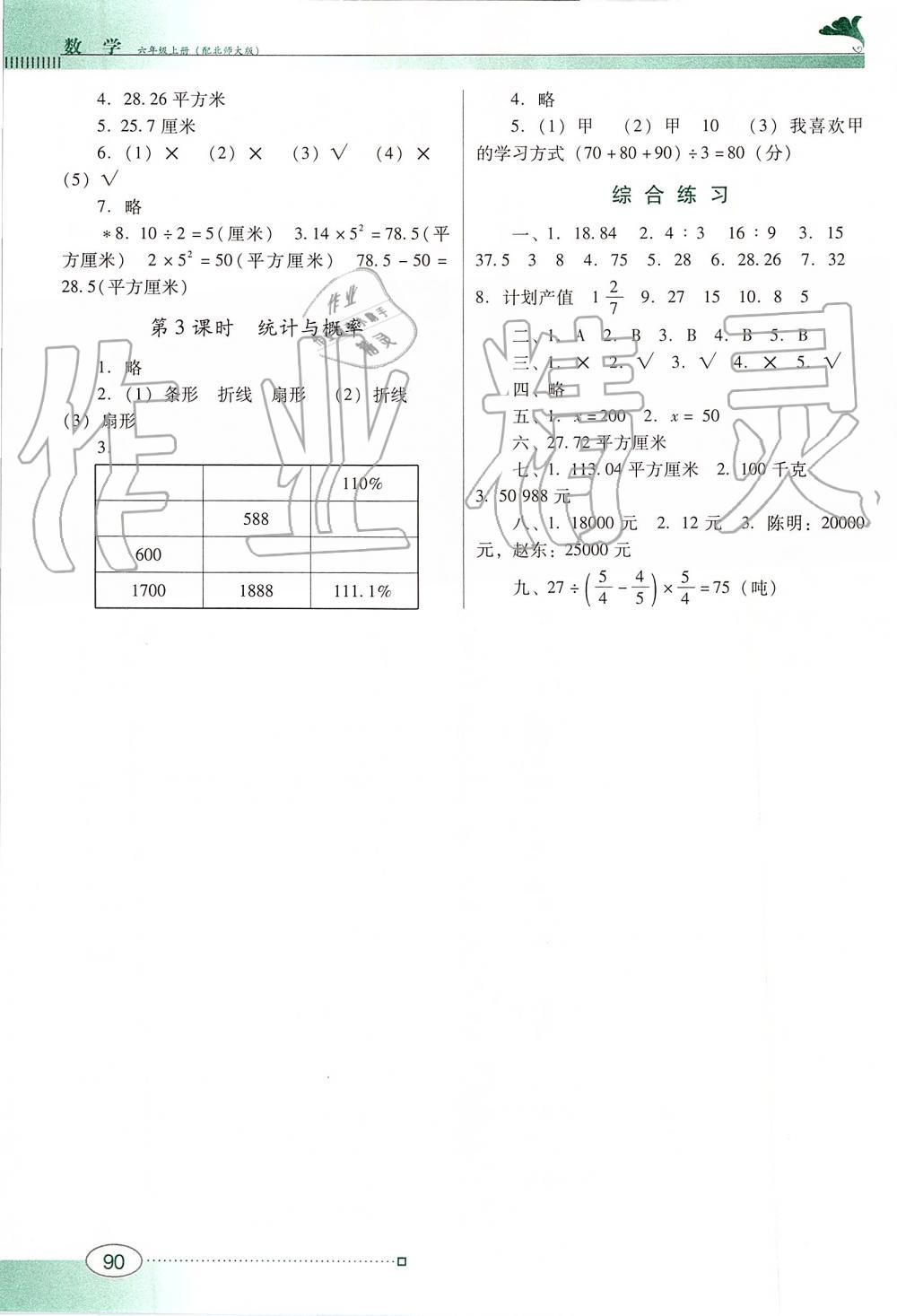 2019年南方新课堂金牌学案六年级数学上册北师大版 第7页