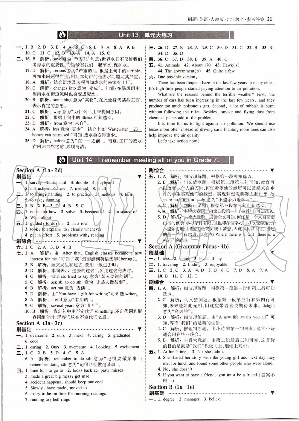 2019年北大綠卡刷題九年級英語全一冊人教版 第21頁