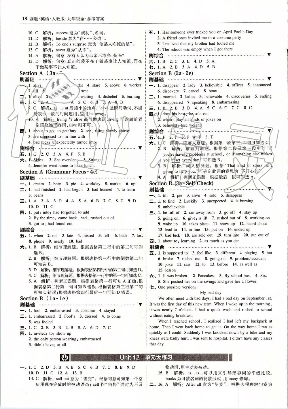 2019年北大綠卡刷題九年級(jí)英語全一冊(cè)人教版 第18頁