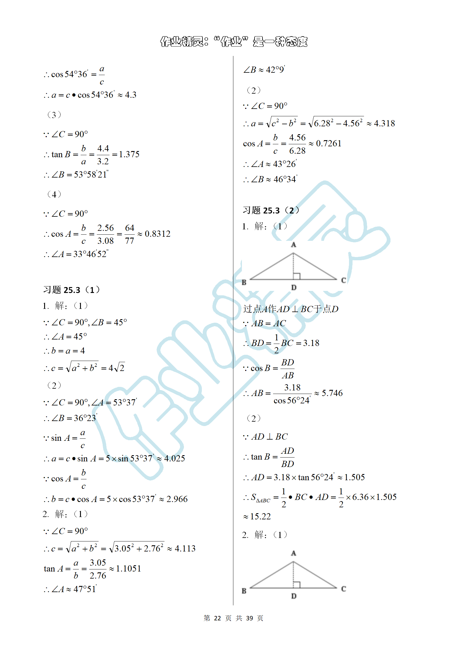 2019年數(shù)學(xué)練習(xí)部分九年級(jí)第一學(xué)期滬教版 第22頁(yè)