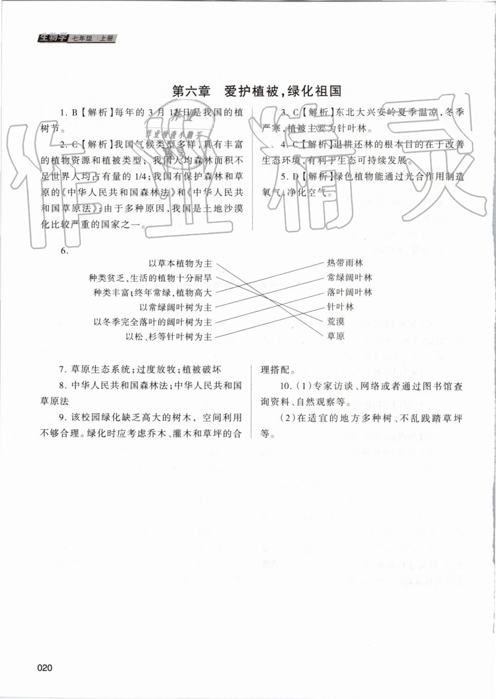 2019年學習質(zhì)量監(jiān)測七年級生物學上冊人教版 第20頁