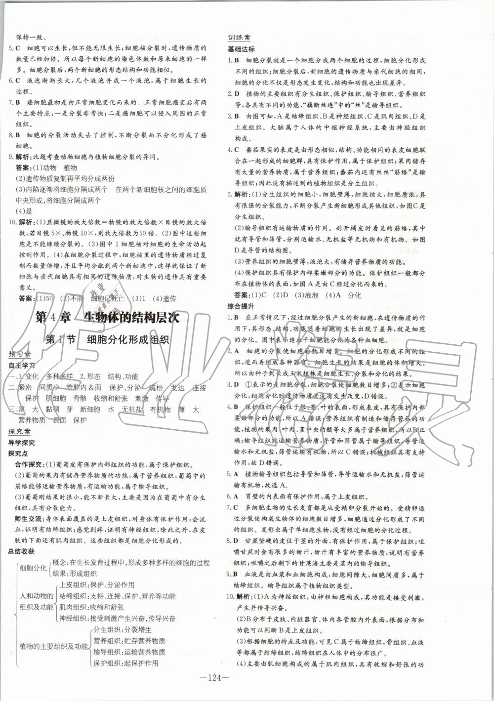 2019年初中同步学习导与练导学探究案七年级生物上册北师大版 第8页