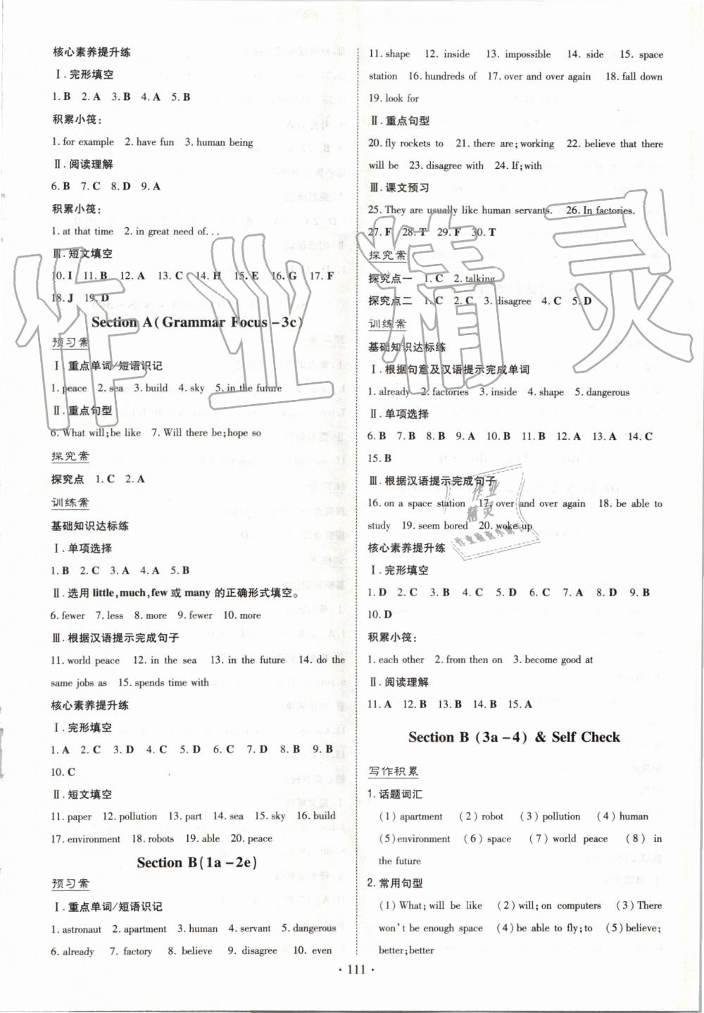 2019年初中同步学习导与练导学探究案八年级英语上册人教版 第11页