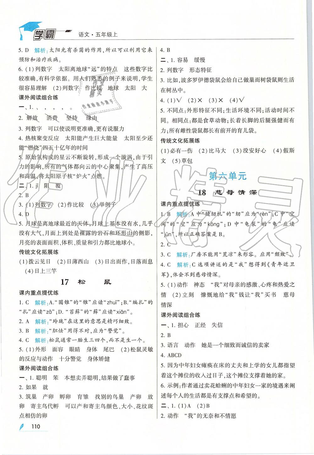 2019年經(jīng)綸學(xué)典學(xué)霸五年級語文上冊人教版 第10頁