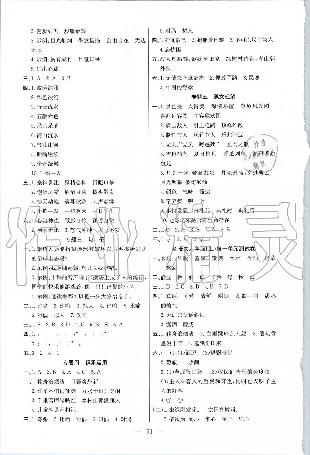 2019年課堂制勝課時(shí)作業(yè)六年級(jí)語(yǔ)文上冊(cè)人教版 第11頁(yè)