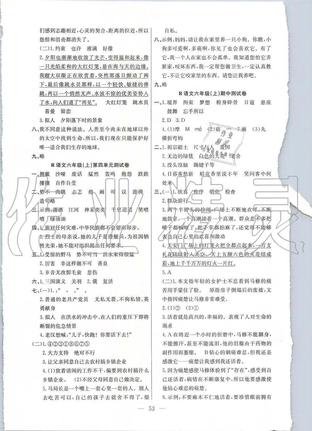 2019年課堂制勝課時作業(yè)六年級語文上冊人教版 第13頁