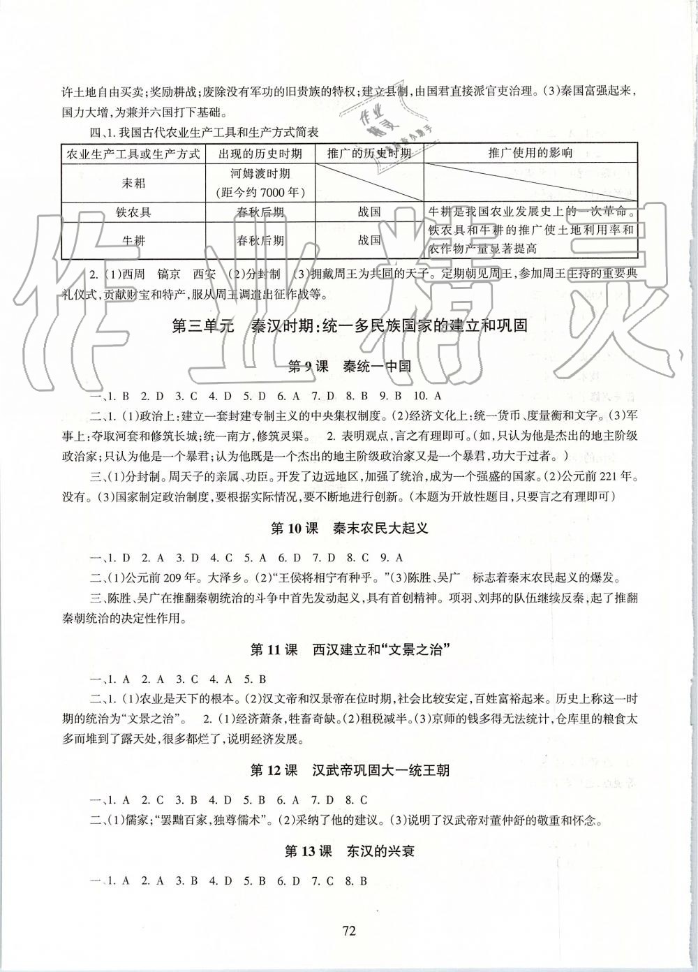 2019年歷史配套綜合練習(xí)七年級上冊人教版甘肅教育出版社 第4頁