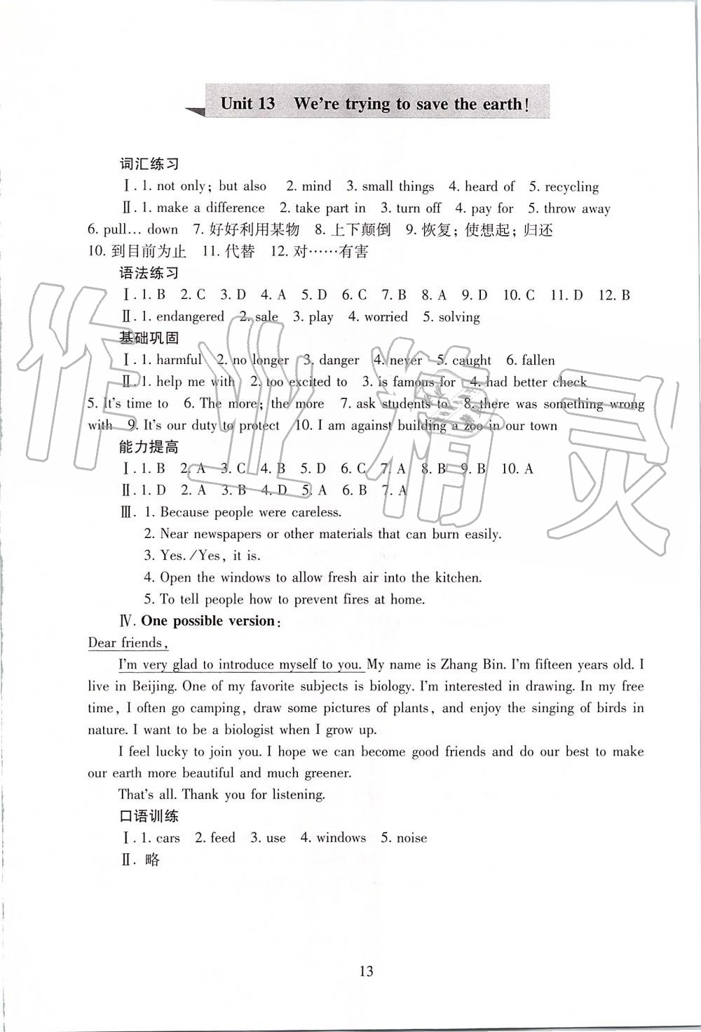 2019年海淀名師伴你學(xué)同步學(xué)練測九年級(jí)英語全一冊人教版 第13頁