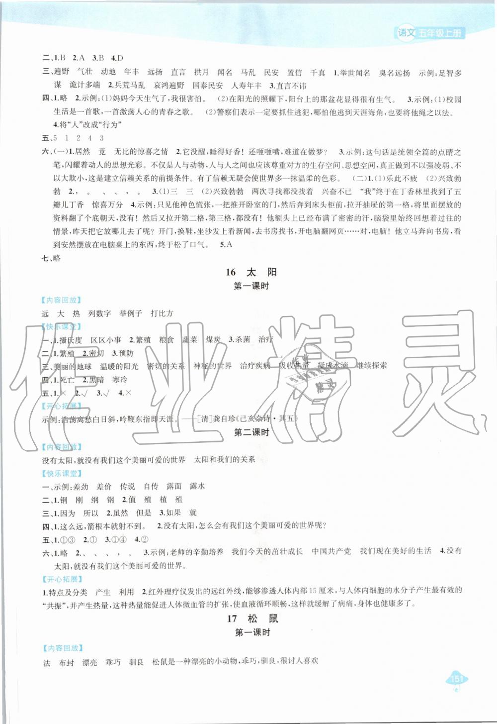 2019年金鑰匙1加1課時作業(yè)五年級語文上冊人教版 第13頁