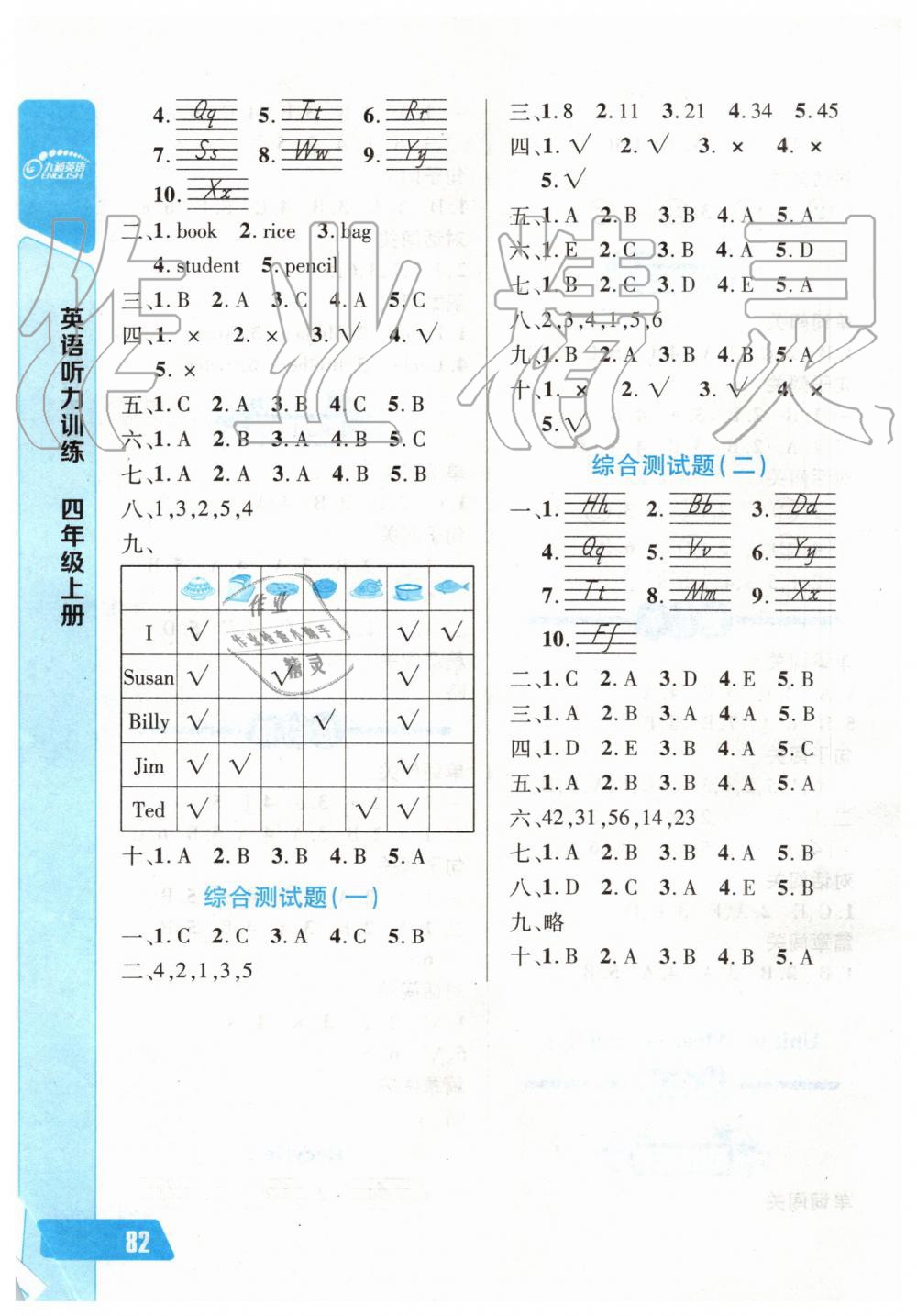 2019年长江全能学案英语听力训练四年级上册人教版 第5页