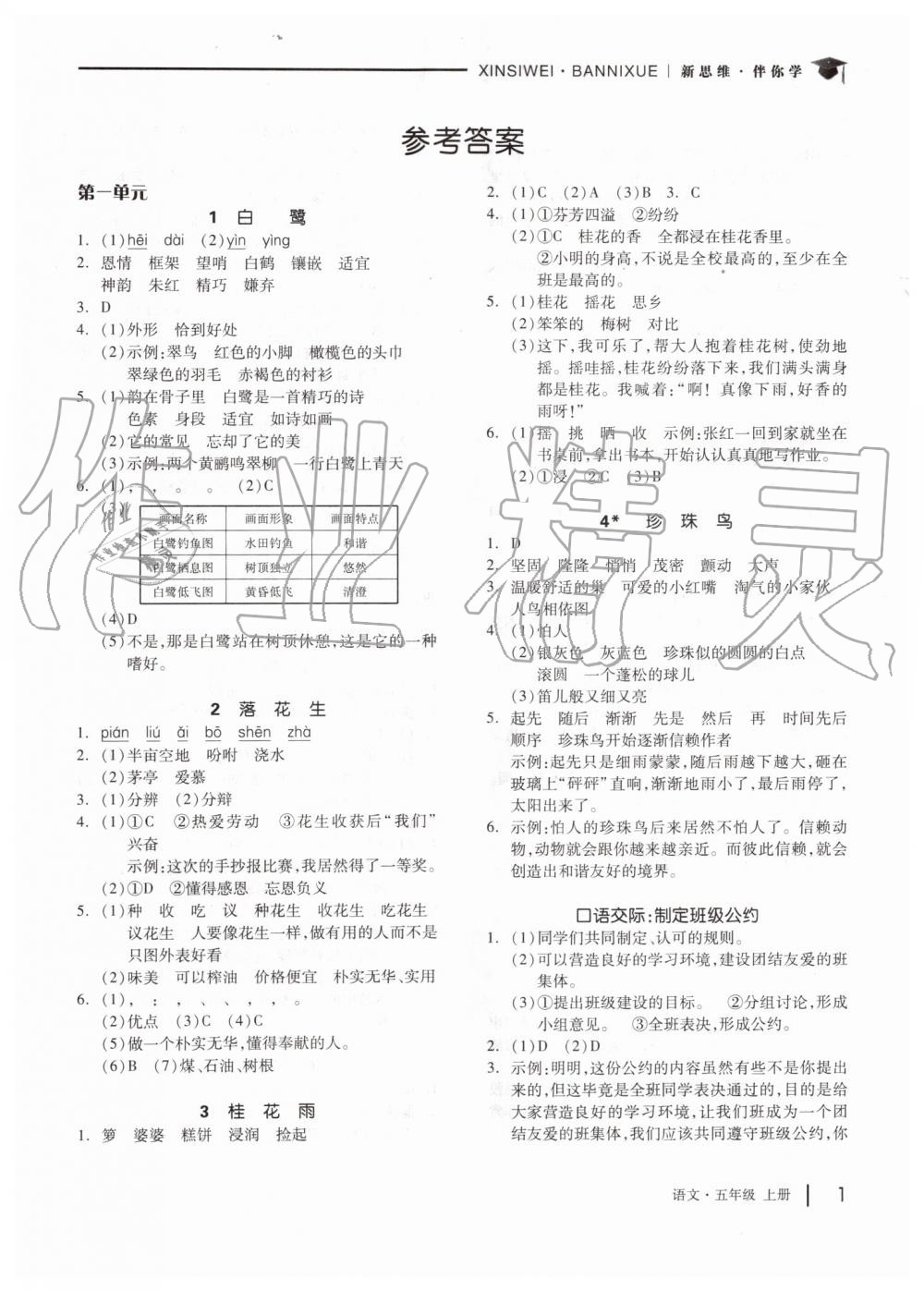 2019年新思維伴你學(xué)五年級(jí)語文上冊(cè)人教版 第1頁