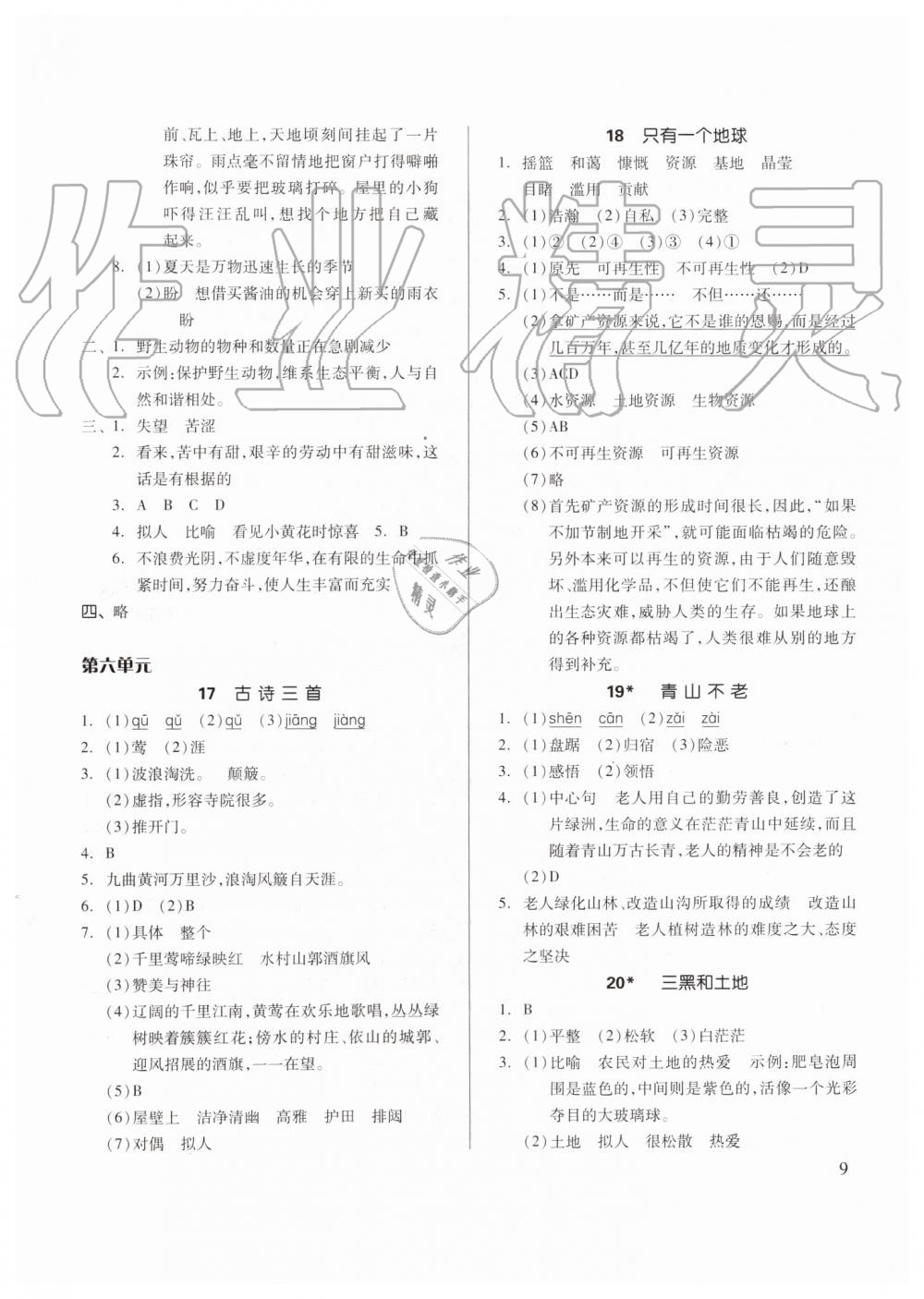 2019年新思维伴你学六年级语文上册人教版 第9页