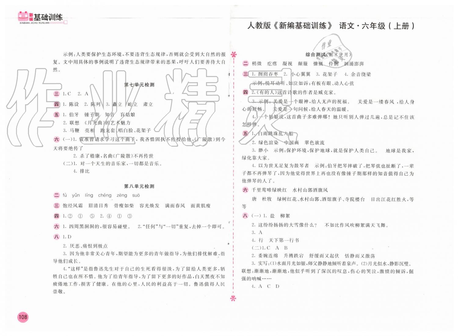 2019年新編基礎(chǔ)訓(xùn)練六年級(jí)語(yǔ)文上冊(cè)人教版 第8頁(yè)