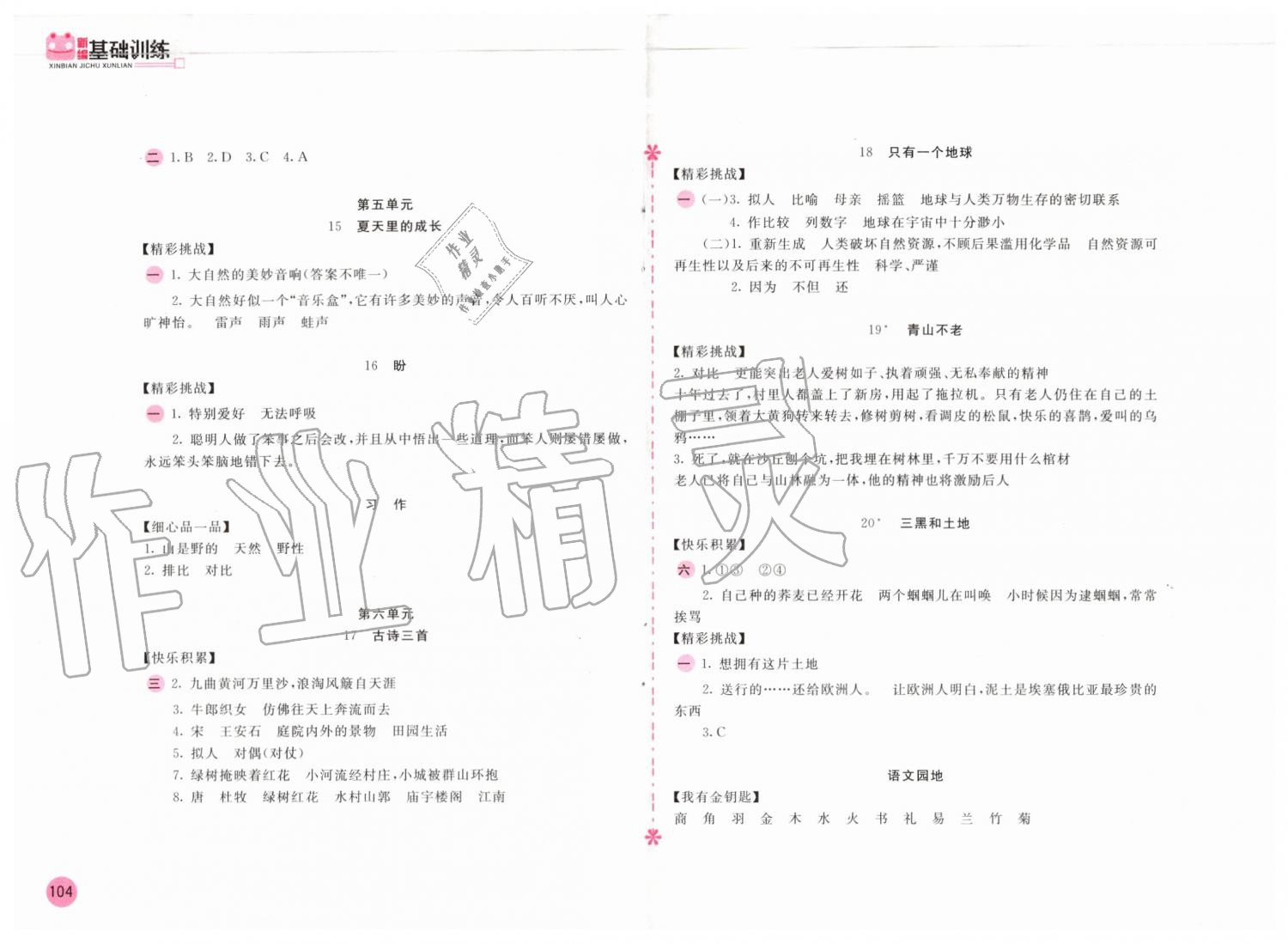 2019年新編基礎(chǔ)訓(xùn)練六年級(jí)語(yǔ)文上冊(cè)人教版 第4頁(yè)