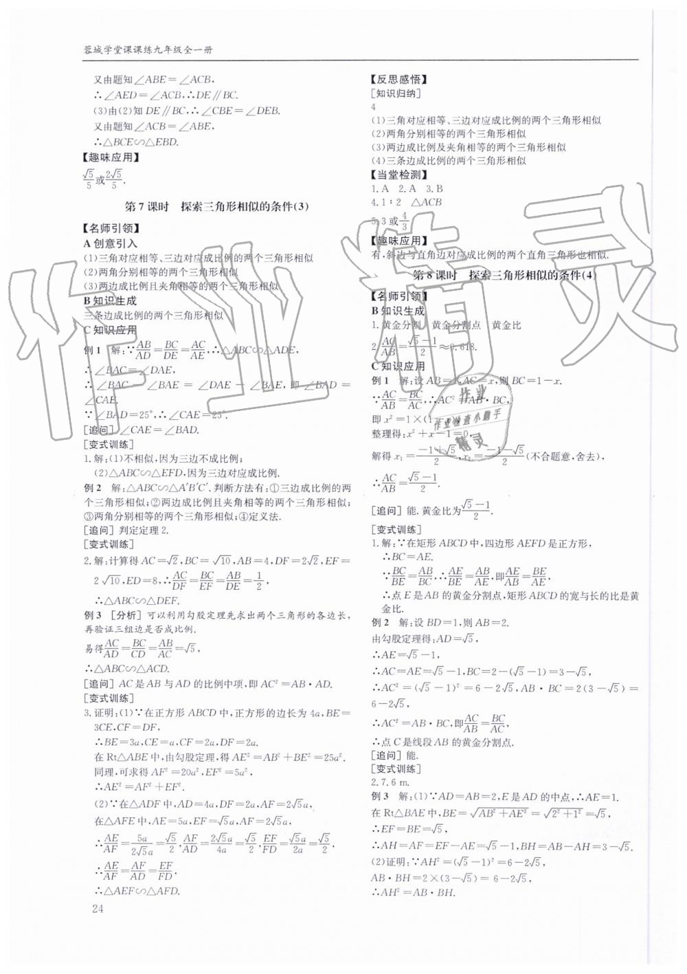 2019年蓉城学堂课课练九年级数学全一册北师大版 第24页