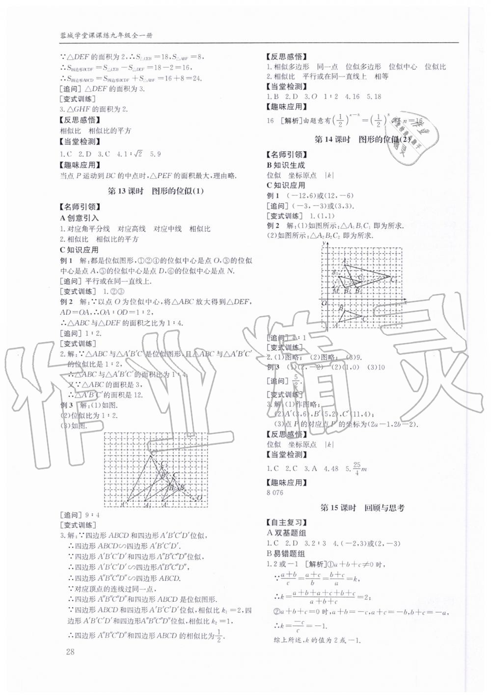 2019年蓉城学堂课课练九年级数学全一册北师大版 第28页