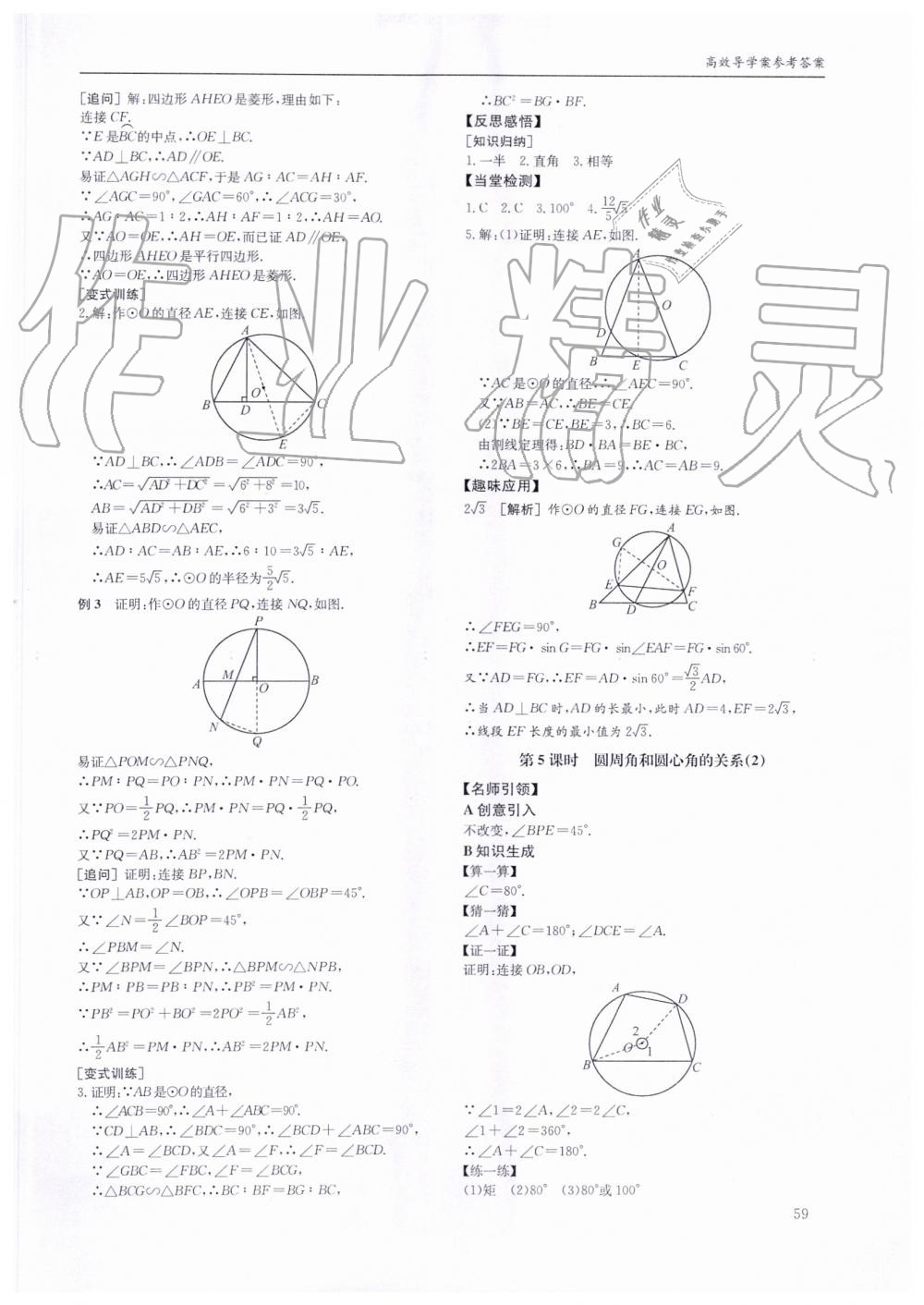 2019年蓉城学堂课课练九年级数学全一册北师大版 第59页