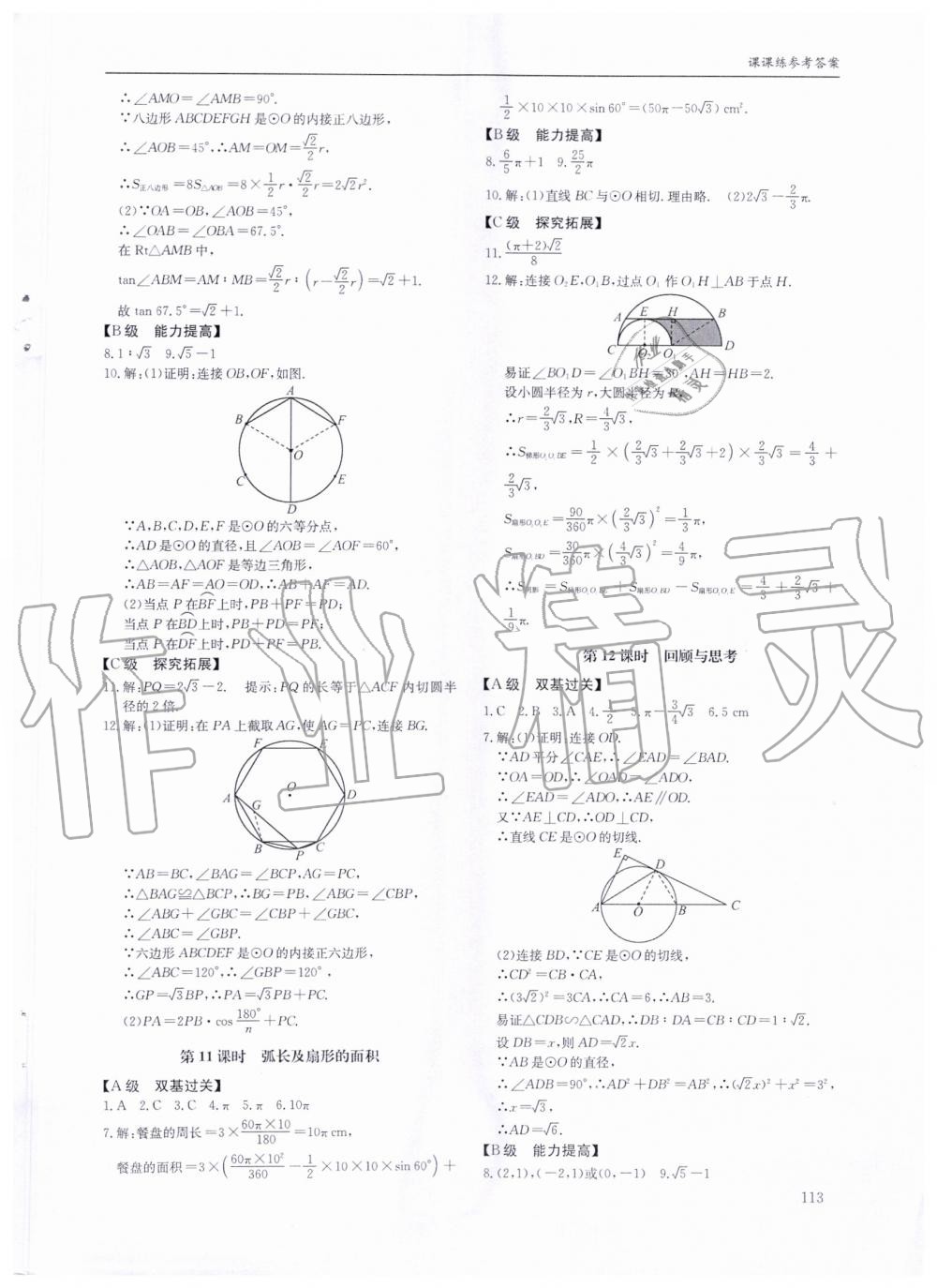 2019年蓉城学堂课课练九年级数学全一册北师大版 第113页