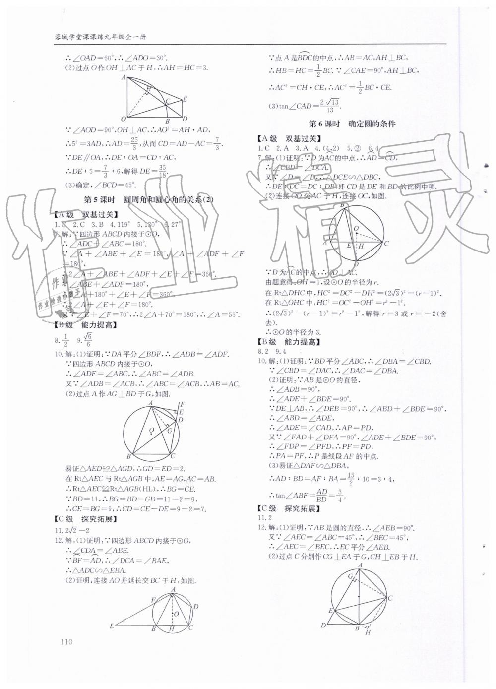 2019年蓉城学堂课课练九年级数学全一册北师大版 第110页