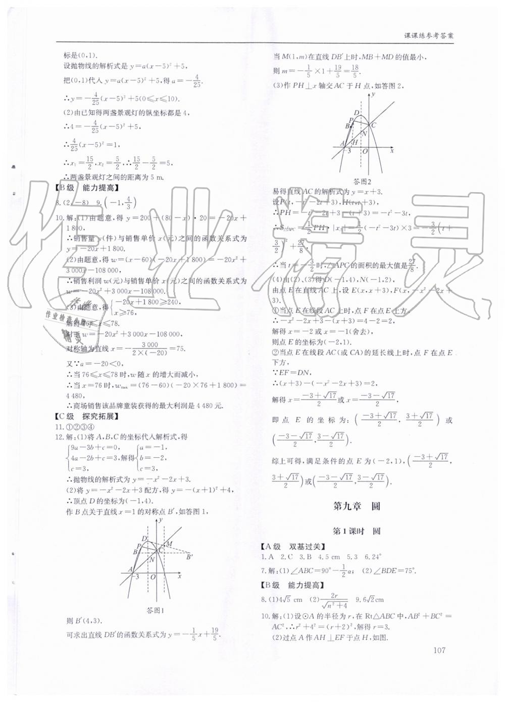 2019年蓉城学堂课课练九年级数学全一册北师大版 第107页