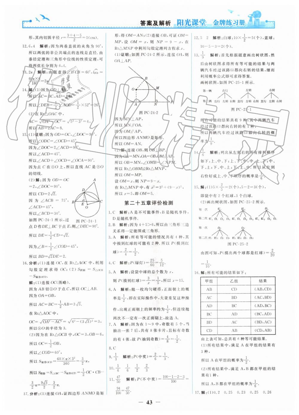 2019年阳光课堂金牌练习册九年级数学上册人教版 第25页