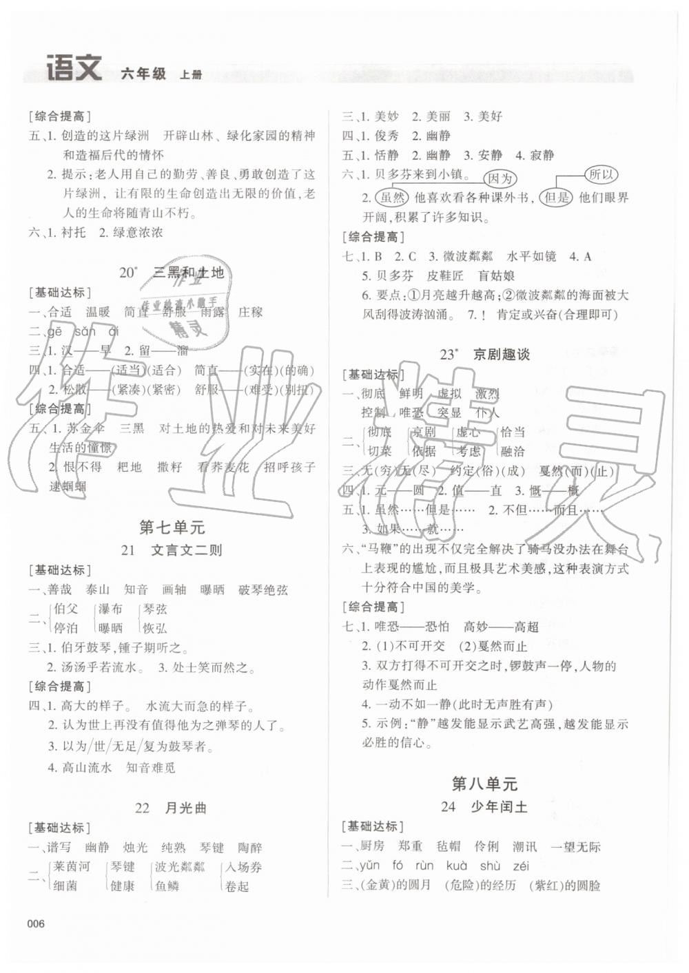 2019年学习质量监测六年级语文上册人教版 第6页