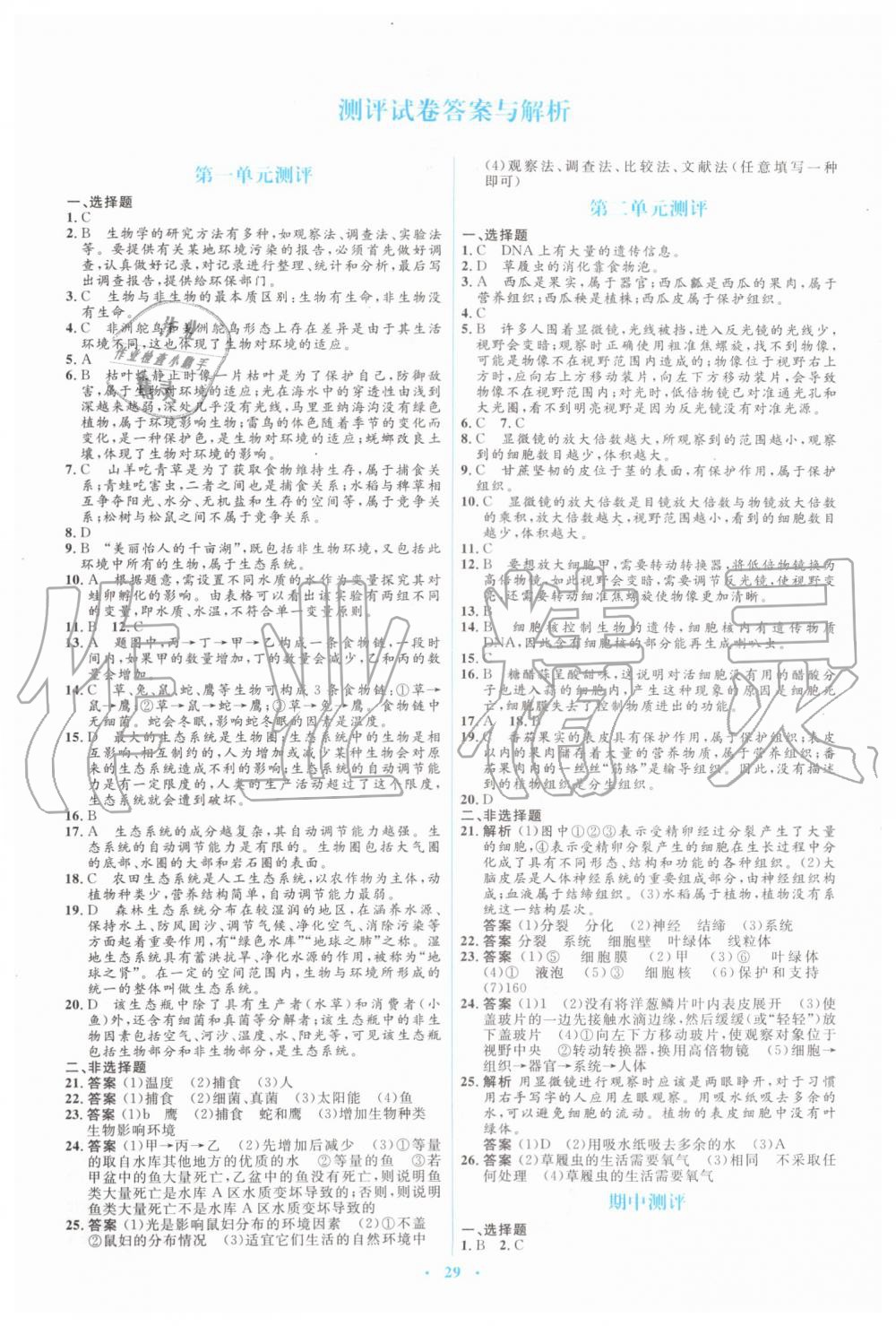 2019年人教金學(xué)典同步解析與測(cè)評(píng)學(xué)考練七年級(jí)生物學(xué)上冊(cè)人教版 第23頁(yè)