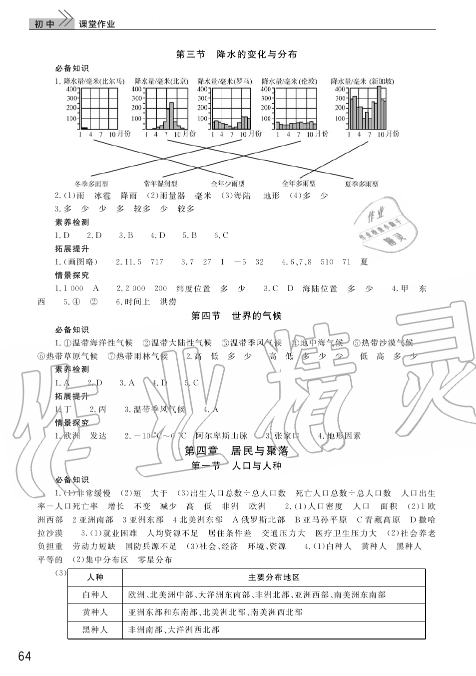 2019年智慧学习天天向上课堂作业七年级地理上册人教版 第4页