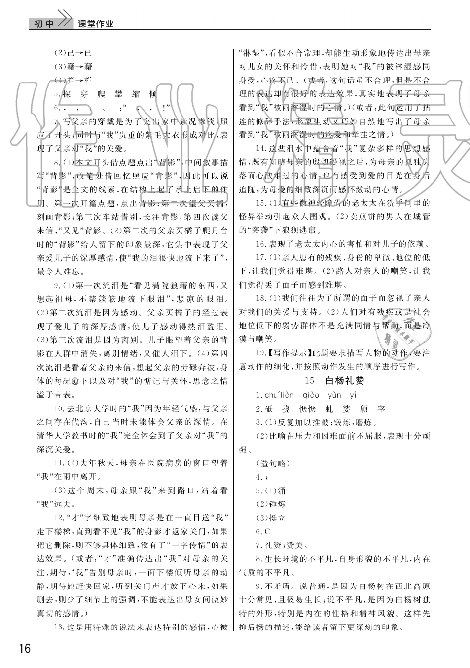 2019年智慧學(xué)習(xí)天天向上課堂作業(yè)八年級(jí)語文上冊(cè)人教版 第16頁