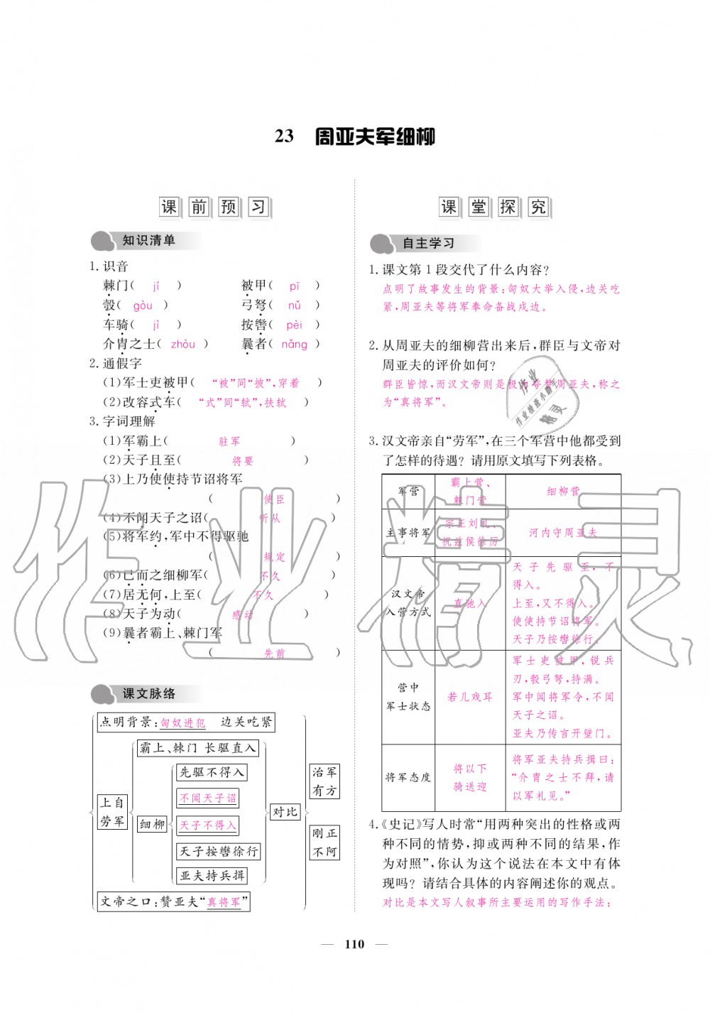 2019年一課一練創(chuàng)新練習(xí)八年級語文上冊人教版 第110頁