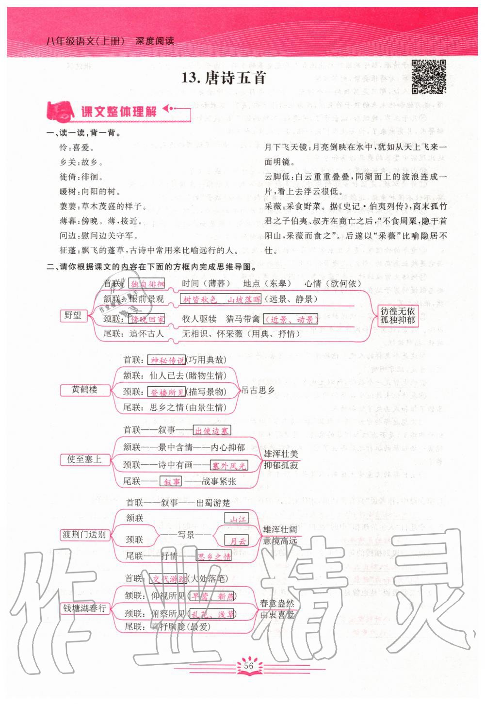 2019年思維新觀察八年級(jí)語(yǔ)文上冊(cè)人教版 參考答案第56頁(yè)